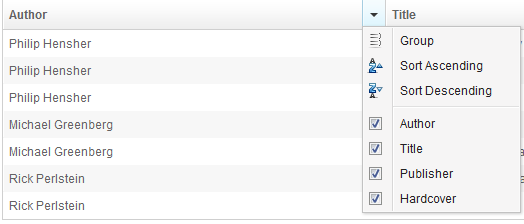 Listbox Columns Menu