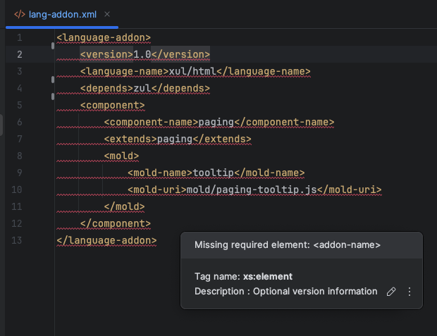lang-addon.xml validate required elements
